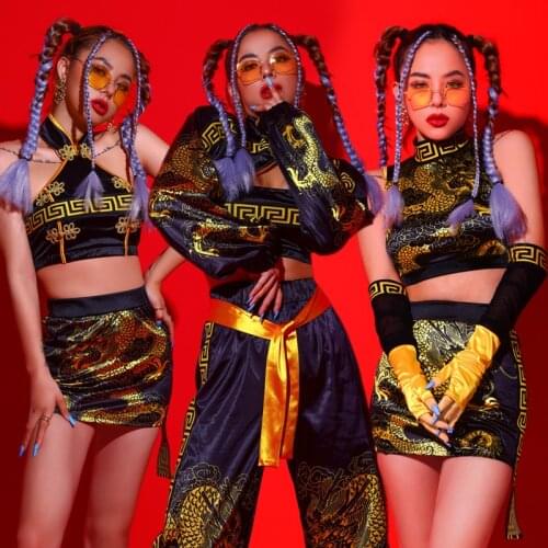 Chinese Style Hip-Hop Street Dance Suit Adult Female Modern Dance Ds Costume Jazz Dance Costumes Performance Rave Clothes DN7321