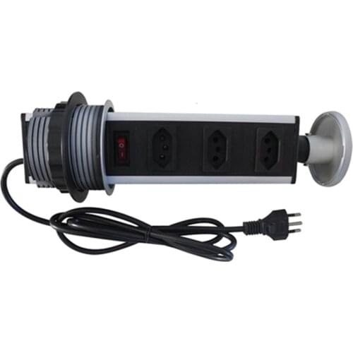 Kitchen Desktop Pop Up Power Socket Office Retractable Electrical Hidden Outlet : 3 X AC Brazilian Plug Power and 1 Switch