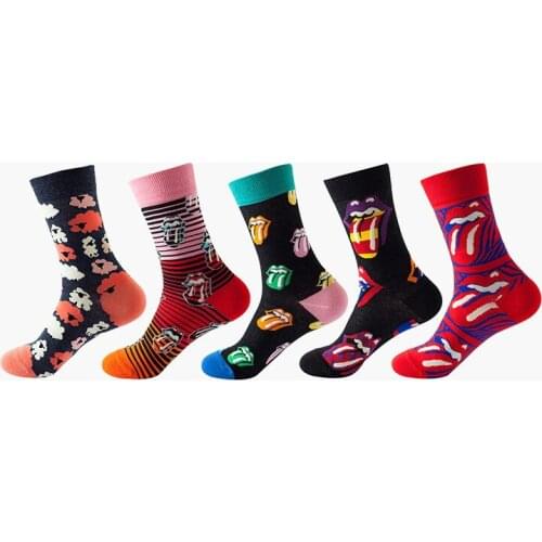 Survetement Football Fashionable Tongue Pattern Cycling Socks Childrens Autumn Winter Socks Mens Medium Tube Socks Meias Sport