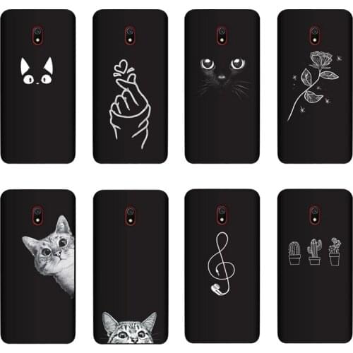 QAQsam Soft Silicone Cover For Xiaomi Redmi 8A Case Painting Flower Cat Moon Matte Phone Cases Funda