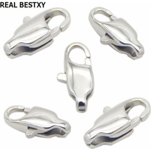 REAL BESTXY 50pc/lot Stainless Steel Lobster Clasps Hook Fit Leather Cord Bracelets Connectors For Jewelry Making