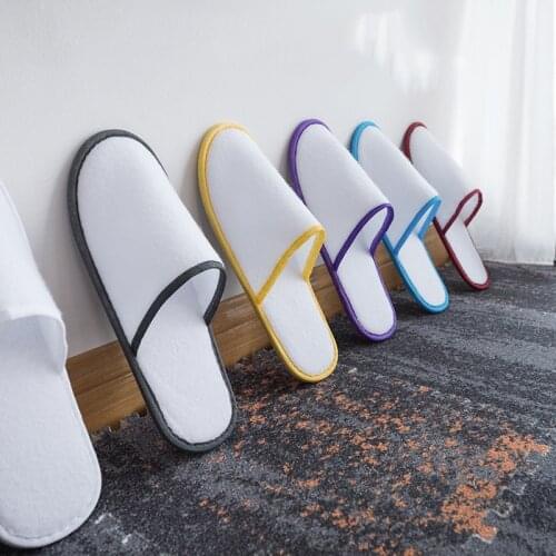 New Simple Unisex Disposable Slippers Hotel Travel Spa Salon Portable Homestay Slippers Home Guest Indoor Fleece Fabric Slipper