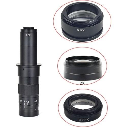 0.5X / 2.0X / 0.35X Barlow Auxiliary Objective Glass Lens For 10A 180X 300X C-MOUNT Lens Industry Video Microscope Camera
