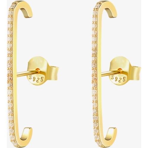 Pendientes Plata 925 Single Row Of Diamonds Sterling Silver Earrings For Women Piercing Stud Earrings 2021 Trend Vintage Brincos