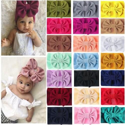 2021 Large Hair Bow Headband for Girls Cute Baby Elastic Hair Bands Kids Solid Turban Baby Girl Hair Accessories Baby