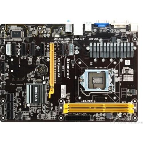 Biostar TB85 6GPU 6PCI-E Professional mining BTC PRO Desktop Motherboard B85 LGA 1150 DDR3 16GB SATA3 USB2.0 USB3.0 Used