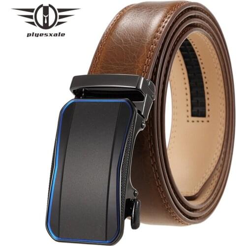 Brand 3.5cm Width Genuine Leather Belt Men Vintage Retro Automatic Buckle Formal Business Belts For Men Black Red Brown B722