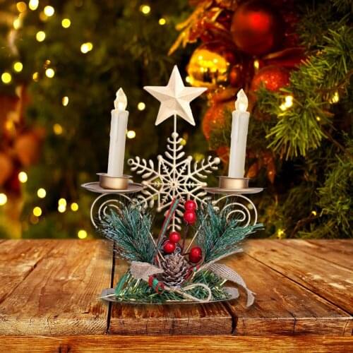 Christmas Gift Wrought Iron Wind Lantern Candle Holder Model Home Table Ornaments Metal Crafts New Year Xmas Party Home Decor
