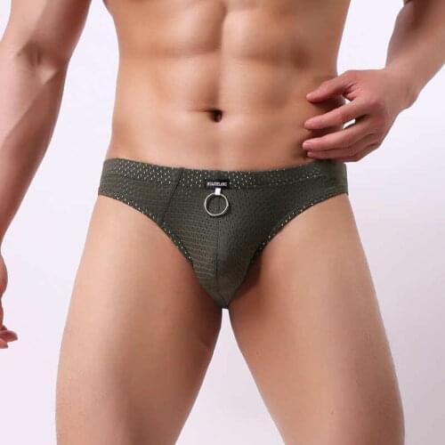 Sexy Hollow Underwear Hoop Briefs Gays Jockstrap Underwear Low Waist Breathable Hole Mens Panties Designed Underpants Briefs