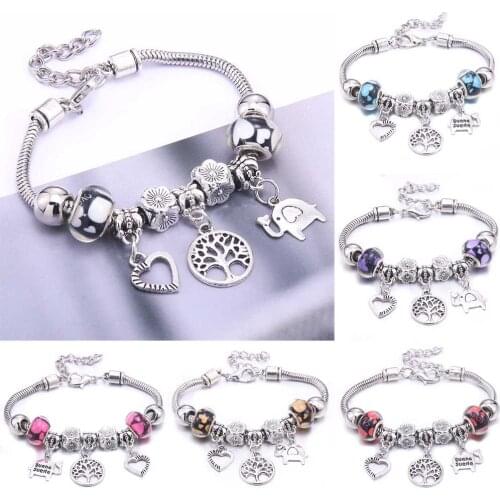 Charm Bracelet & Bangles Heart Elephant Beads Bracelets Brands Bracelets Fit Women Girl Friendship Gift Jewelry Dropshipping