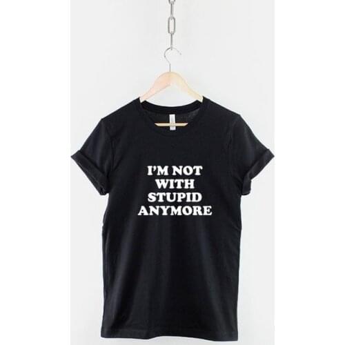 Skuggnas I'm Not With Stupid Anymore T-Shirt 90s fashion tees gifts Tumblr aesthetic harajuku grunge goth unisex tee Shirt Tops