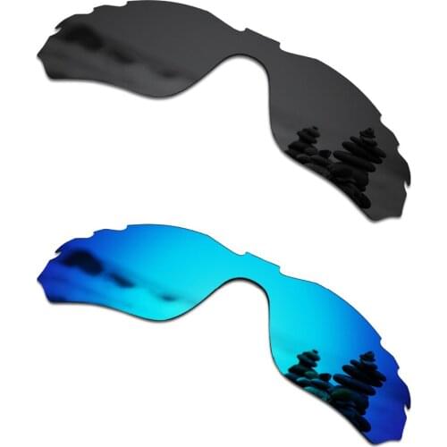 SmartVLT 2 Pieces Polarized Sunglasses Replacement Lenses for Oakley Radar Edge Vented Stealth Black and Ice Blue