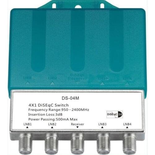 100pcs lots top sale4 in 1 out WaterProof DiSEqC Switch 4x1 DiSEqC Switch Satellite Antenna flat LNB Switch with for TV Receiver