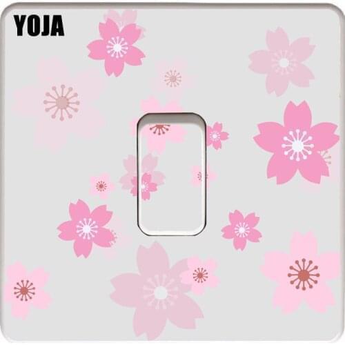 YOJA Pink Flying Sakura Flower PVC Switch Sticker Cartoon Design Personalized Interesting Style Wall Decal 15SS0151