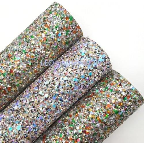 1PC 21X29CM Iridescent Glitter Fabirc, Chunky Glitter Leather, Glitter Leather Sheets For Making Bows LEOsyntheticoDIY T21