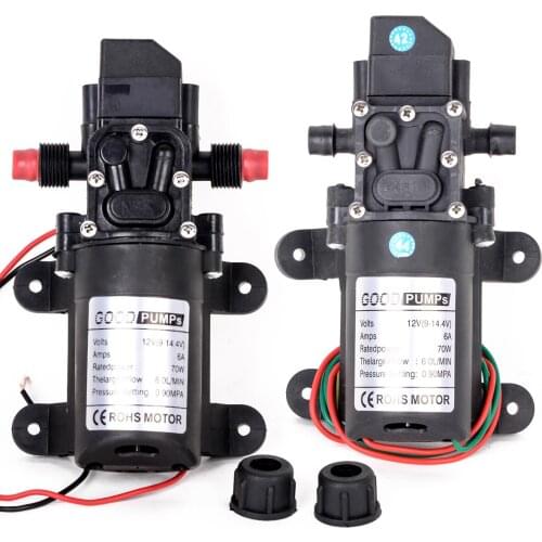 1pcs High Quality 6L/Min DC12V 70W 130PSI Diaphragm Water Pump Small Safe High Pressure Self Priming Pump 165*100*62mm