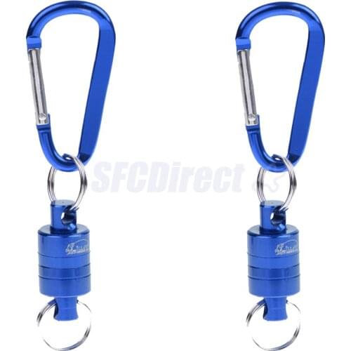 2 Pieces 10cm Portable Size Strong Pull Fishing Magnetic Release Net Holder Connection Buckle Fly Fishing Tools Blue