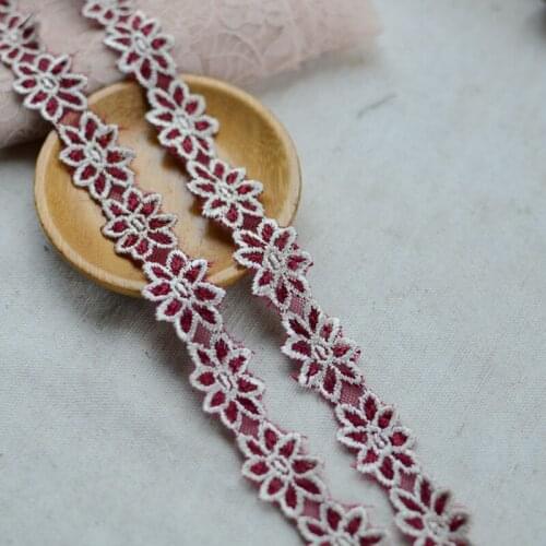 20Yards 2cm Flower Pattern Embroidered Mesh Lace Edge Trim Home Decor Lace Applique DIY Sewing Craft Ribbon Wedding Accessories