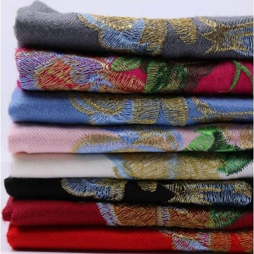 2019 luxury brand cashmere women scarf winter warm embroidery shawl and wraps wool pashmina long female foulard thicken scarves
