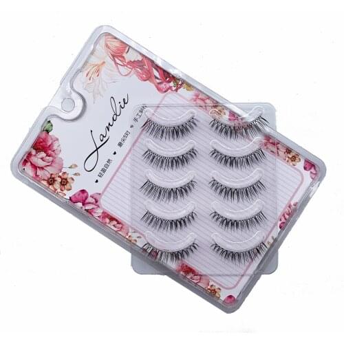 5 pairs 3D Mink Lashes Handmade Fake Lashes False Eyelashes Soft Lashes Transparent Stem High Quanlity Beauty
