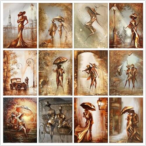 5D Diy Diamond Painting "Romantic Elegant Couple Ladies" Square Diamond Embroidered Mosaic Cross Stitch Art Decoration Wall Gift