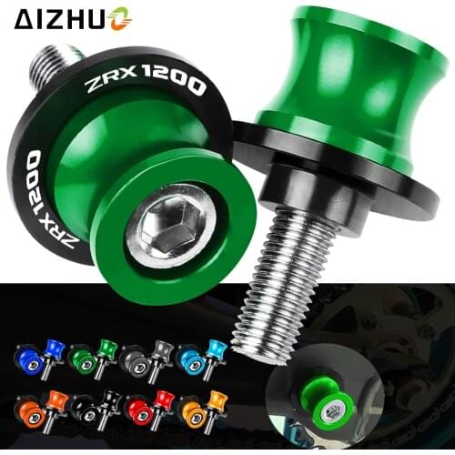 Motorcycle Accessories FOR KAWASAKI ZRX1200 ZRX 1200 R 2001-2008 CNC Aluminum Swingarm Slider Spools 10MM Stand Screws With LOGO