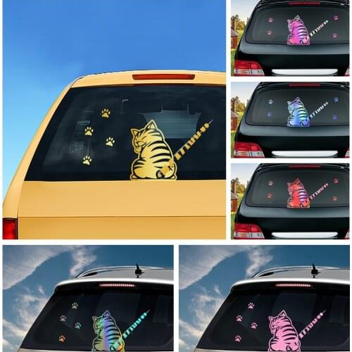 Cat Moving Tail Paws Car Stickers 3D Creative Cartoon Auto Rear Windshield Vehicle Window Wiper Decal Styling Decoration Sticker