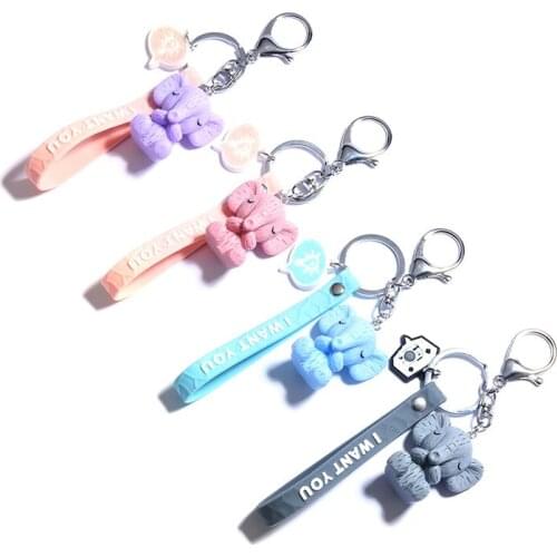 Cartoon Keychain Cute Baby Elephant Anime Key chain Personality Fun Pendant Keychain Friends Boys and Girls Schoolbag Keychain