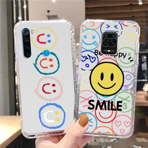 Phone Case for Redmi 9A 6Pro 9T 10X Note10 Poco X3 M3 K40 Mi Note 10 Fashion Cartoon Smile Face Clear Soft Transparent Cover