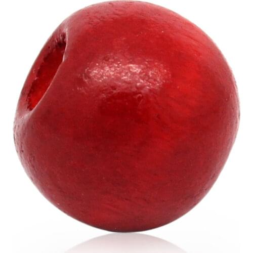 Wood Spacer Beads Flat Round Red About 12mm( 4/8") x 11mm( 3/8"), Hole: Approx 3.5mm, 75 PCs new