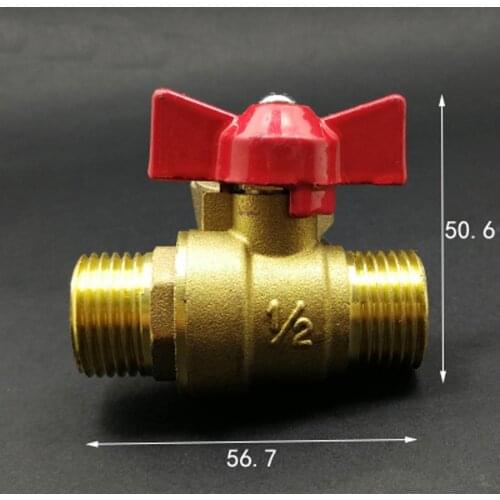 DN15 1/2" BSP Male Brass Ball Valve Air Fuel Gas With Red Butterfly Handle