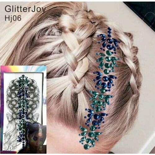 HJ06 1Pc Resin Crystal Hair Jewelry Sticker Body Party Night Club Decor Flower Crown Wedding Inspired