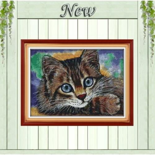 Lovely lazy Cat Drawing painting,Counted printed on the canvas DMC 14CT 11CT DIY Cross Stitch Needlework kits Embroidering Sets