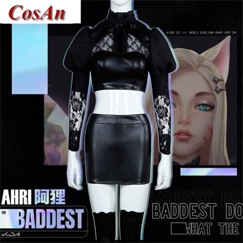 Game LOL Ahri Cosplay Costume K/DA Girl Group BADDEST Black Uniform Skirt Activity Party Role Play Clothing High-End Custom-Make