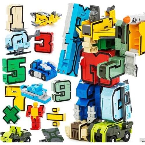 Creative Assembling Educational Articles Preschool Transform Number Robots Deform Plane & Car Birthday Christmas Gifts Kids Toy