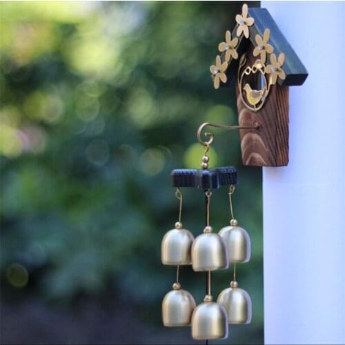 Copper Bird Nest Wind Chime Spinner Chimes Antique House Decoration Windchimes Luxurious Retro Wall Hanging Gift Outdoor Decor