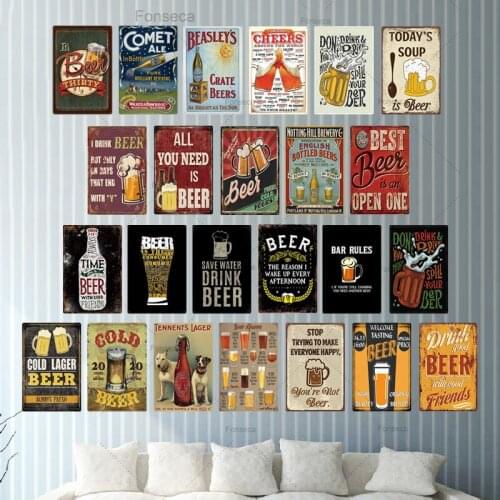 All You Need Is Beer Metal Vintage Plaque Sign Pub Tin Sign Wall Decor Retro Metal Posters For Bar Pub Club