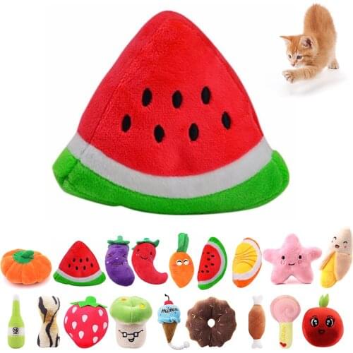 Cute Squeaky Puppy Toy For Small Dogs Soft Fleece Chew Pet Dog Toys Creative Watermelon Shape Dog Accessories Pets Products