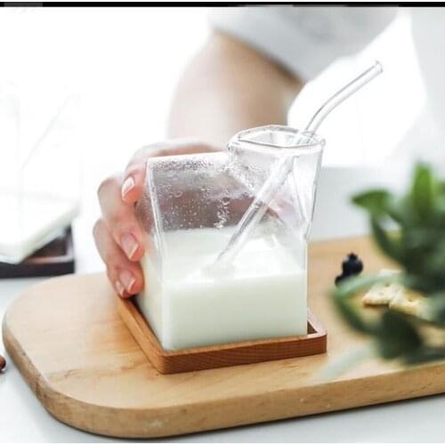 Cute Glass Cup Coffee Mug for Beverage Milk Tea Juice Office Travel Drinkware kawaii Espresso Cup transparent