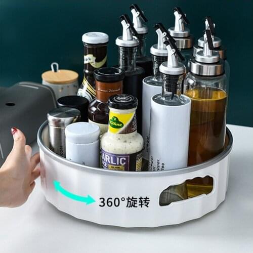 Multifunctional 360-Degree Rotating Kitchen Condiment Rack Seasoning Storage Box Portable Makeup Organizer