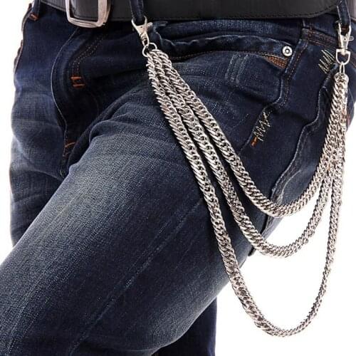 Mens Rock Punk Belt Chain Women Jeans Pant Wallet Metal Trousers Pant Chain Silver Metal Clothing Accessories Jewelry DR39