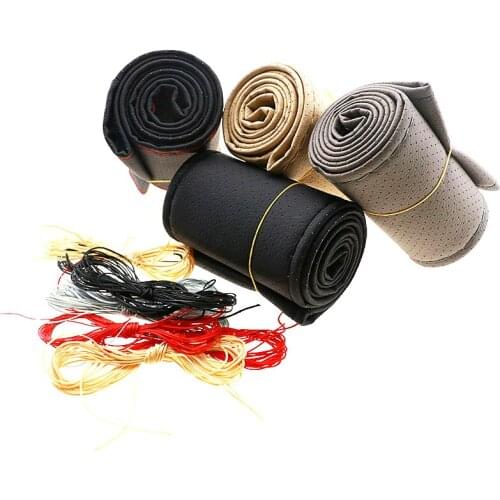 Artificial Leather Car Steering Wheel Woven Cover Sewing Kit for Jaguar Land Rover Range Rover/Evoque/Freelander/Discovery