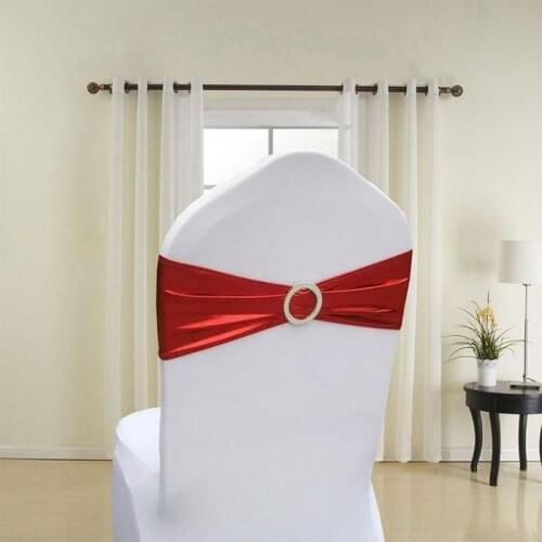 Spandex Chair Bow Set Window Frame Retractable Lycra Gold Chair With Buckle For Wedding Decoration Home Decoration
