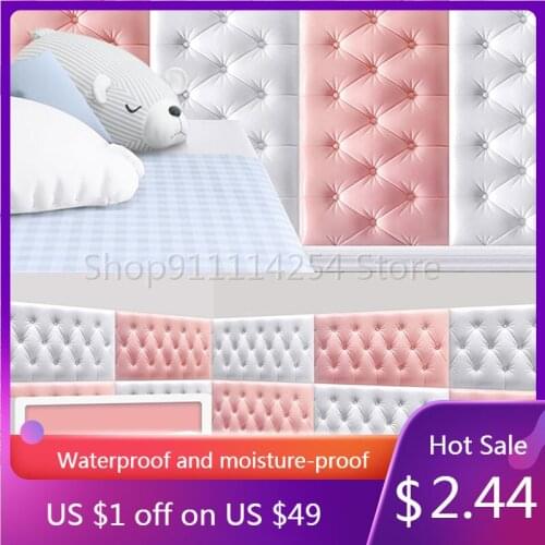 Children Room Wall Stick A Headboard Upholstered Walls Background Baby 3 D Collision Mat Adhesive Back Wall