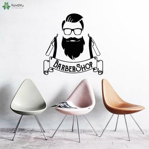 YOYOYU Wall Decal Barber Shop Man Salon Vinyl Wall Sticker Hairdressing Beauty Spa Haircut Window Removable Decor Poster CT579