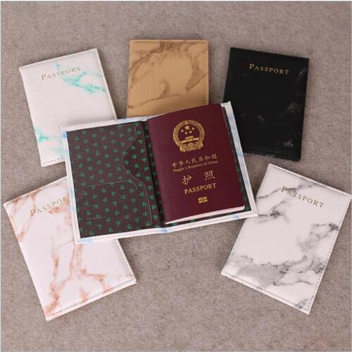 Fashion Women Men Passport Cover Pu Leather Marble Style Travel ID Credit Card Passport Holder Packet Wallet Purse Bags