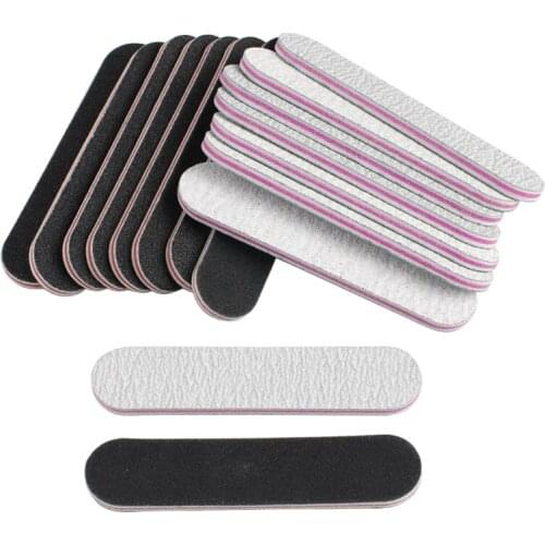 50Pcs/lot Mini Nail Files 100/180 Straight Nails Files Curved Buffer Grey Acrylic Sanding Black Disposable Sanding Buffer Tools