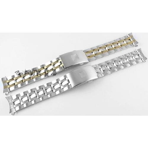 19mm/20mm PRC200 T17 T461 T014430A T014427A T014410A Watchband Watch Parts Male Strip Solid Stainless Steel Bracelet Strap