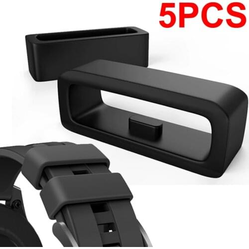 5Pc Black Watchbands 18mm 20mm 22mm 24mm Strap Loop Ring Silicone Rubber Watch Bands Accessories Holder Locker Band Keeper