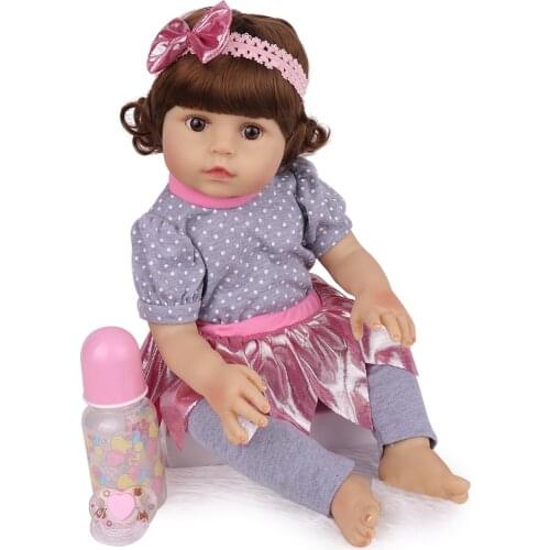 18 inch Baby Reborn Real Menina Full Body Silicone Reborn Baby Dolls Birthday Gifts Fashion Stuffed Doll Toys With Giraffe